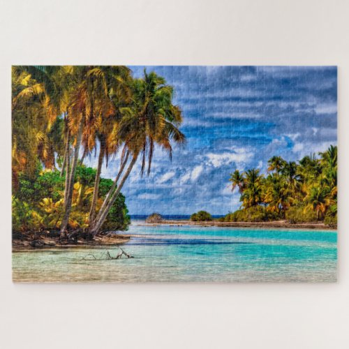 Cute Pretty Summer Hawaiian Beach Watercolor Art Jigsaw Puzzle