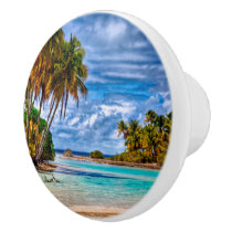 Cute Pretty Summer Hawaiian Beach Watercolor Ceramic Knob