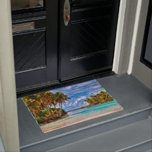 Cute Pretty Summer Hawaiian Beach Watercolor Doormat