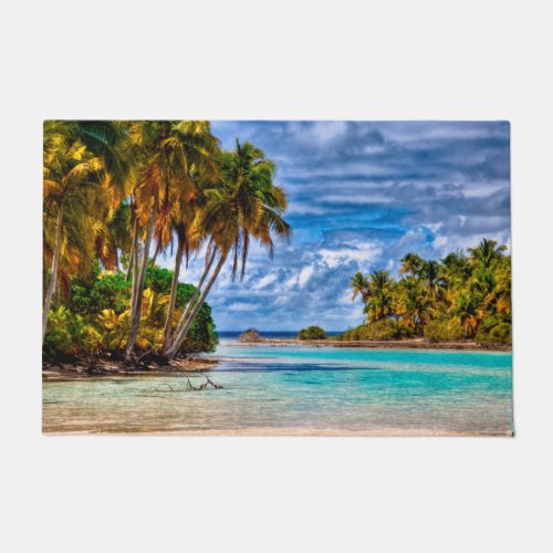 Cute Pretty Summer Hawaiian Beach Watercolor Doormat