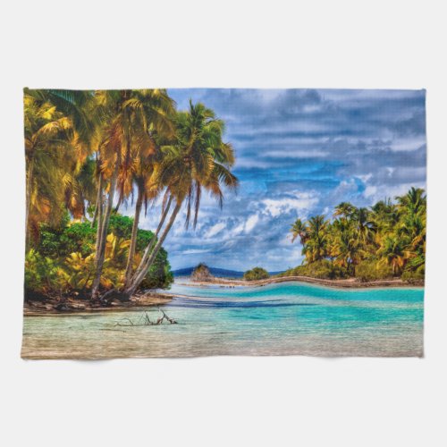 Cute Pretty Summer Hawaiian Beach Watercolor Kitchen Towel