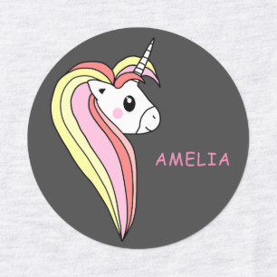Cute Pretty Unicorn Girly Kids Labels with Name