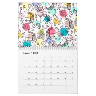 Cute Pretty Unicorn Pattern Calendar