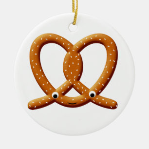 Cute Pretzel Drawing Prints Ceramic Ornament