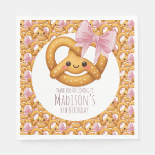 Cute Pretzel Girl Birthday Party Napkins