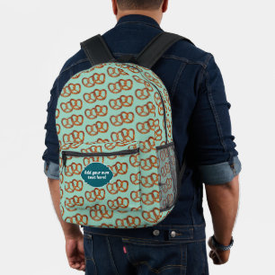 Cute Pretzel Twisted Loaf Pattern any color / text Printed Backpack