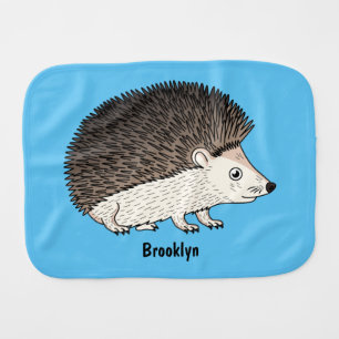 Cute prickly hedgehog cartoon illustration baby burp cloth