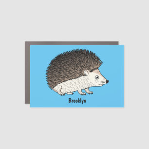 Cute prickly hedgehog cartoon illustration car magnet