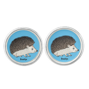 Cute prickly hedgehog cartoon illustration cufflinks