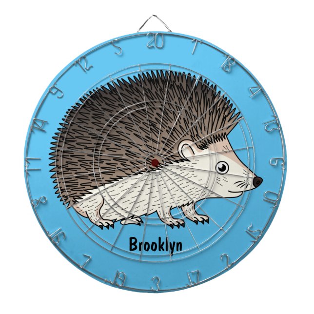 Cute prickly hedgehog cartoon illustration dart board (Front)