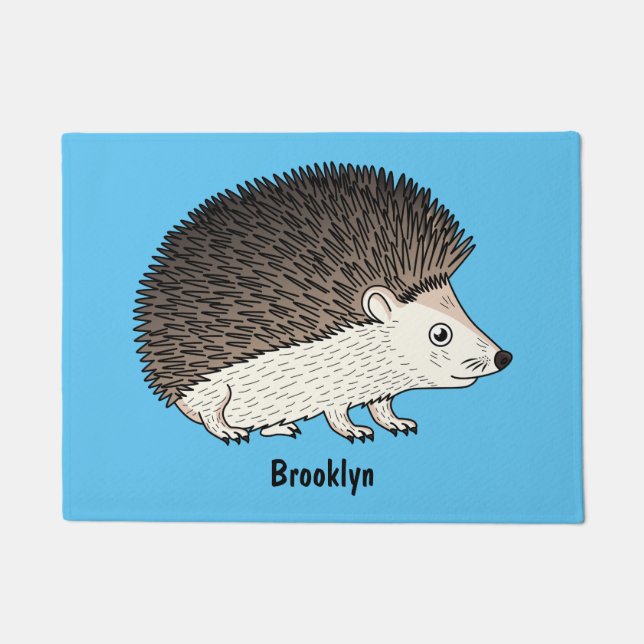 Cute prickly hedgehog cartoon illustration  doormat (Front)