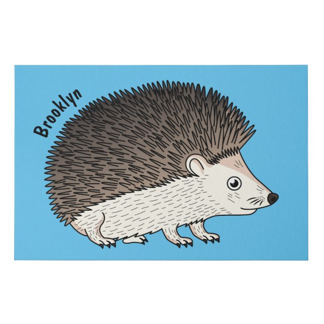 Cute prickly hedgehog cartoon illustration  faux canvas print (Front)