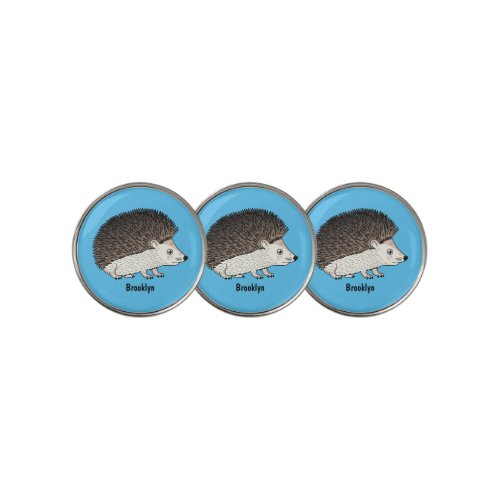 Cute prickly hedgehog cartoon illustration  golf ball marker