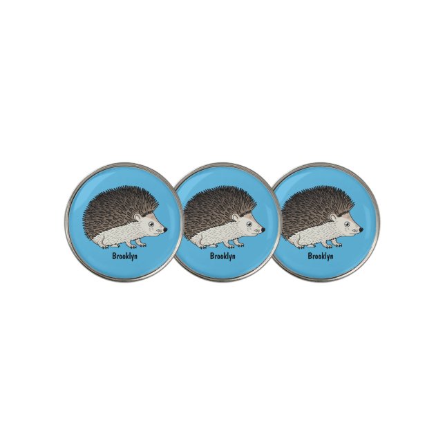 Cute prickly hedgehog cartoon illustration  golf ball marker (3 Up)