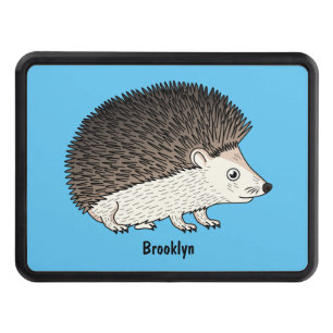 Cute prickly hedgehog cartoon illustration  hitch cover