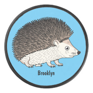 Cute prickly hedgehog cartoon illustration hockey puck