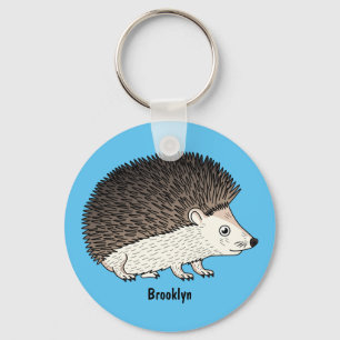 Cute prickly hedgehog cartoon illustration keychain