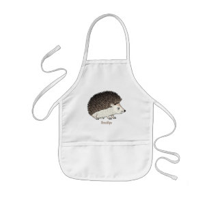 Cute prickly hedgehog cartoon illustration kids' apron