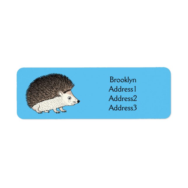 Cute prickly hedgehog cartoon illustration label (Front)