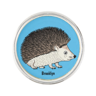 Cute prickly hedgehog cartoon illustration lapel pin