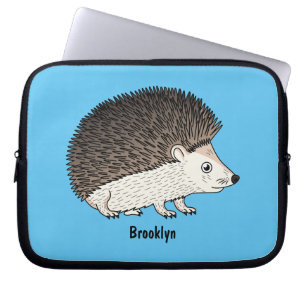 Cute prickly hedgehog cartoon illustration laptop sleeve