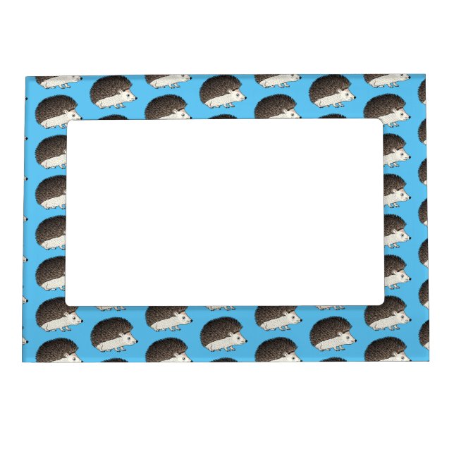 Cute prickly hedgehog cartoon illustration magnetic frame (Front)