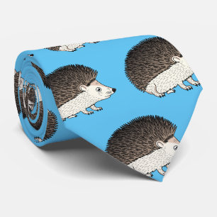 Cute prickly hedgehog cartoon illustration neck tie