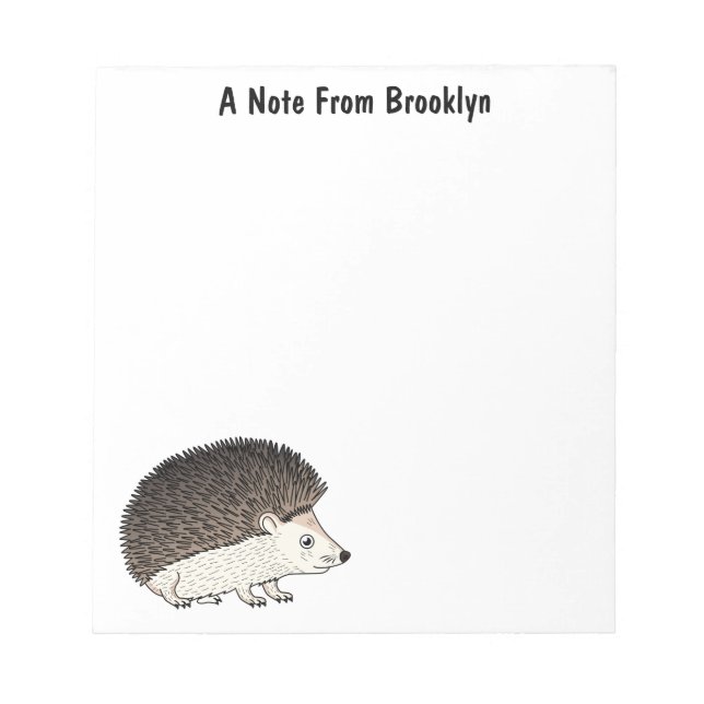 Cute prickly hedgehog cartoon illustration  notepad (Front)