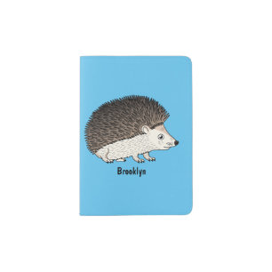 Cute prickly hedgehog cartoon illustration passport holder