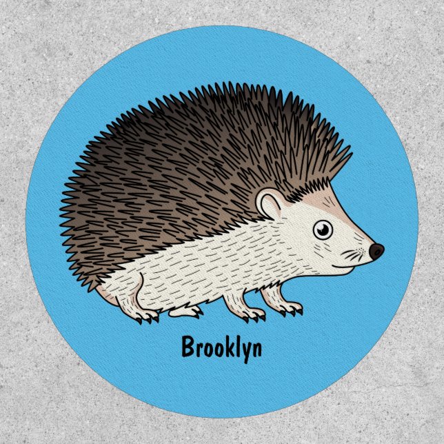 Cute prickly hedgehog cartoon illustration  patch (Front)