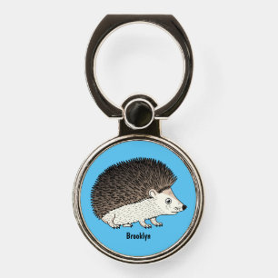 Cute prickly hedgehog cartoon illustration phone ring stand