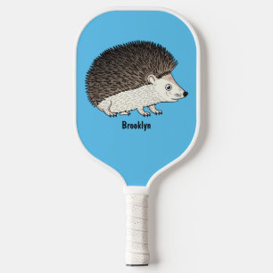 Cute prickly hedgehog cartoon illustration pickleball paddle
