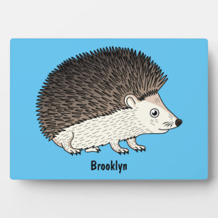 Cute prickly hedgehog cartoon illustration plaque