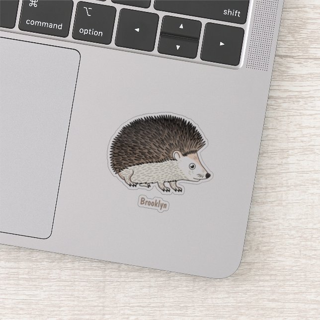 Cute prickly hedgehog cartoon illustration sticker (Detail)