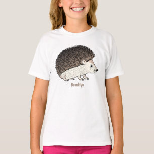 Cute prickly hedgehog cartoon illustration T-Shirt