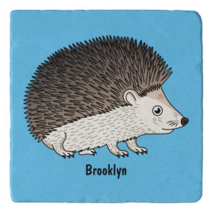 Cute prickly hedgehog cartoon illustration trivet