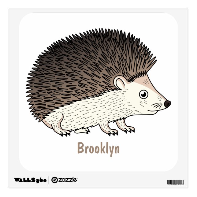 Cute prickly hedgehog cartoon illustration wall decal (Front)