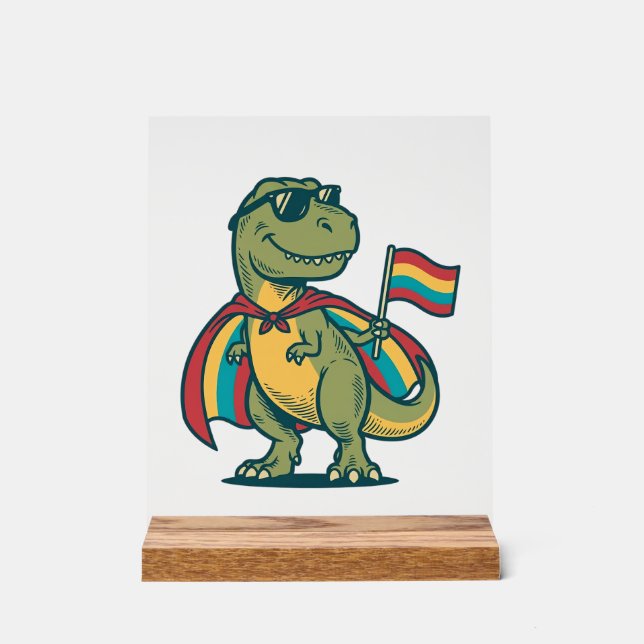 Cute Pride Dinosaur Vector Shirt Design_1 Acrylic Sign (Front)