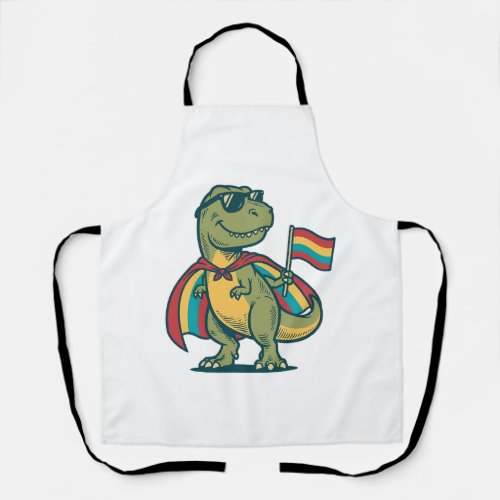 Cute Pride Dinosaur Vector Shirt Design_1 Apron