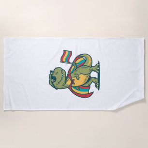 Cute Pride Dinosaur Vector Shirt Design_1 Beach Towel