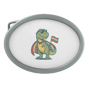 Cute Pride Dinosaur Vector Shirt Design_1 Belt Buckle