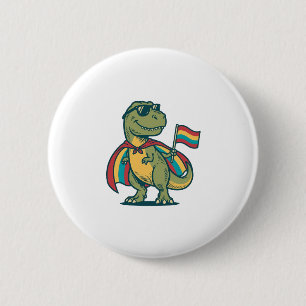 Cute Pride Dinosaur Vector Shirt Design_1 Button