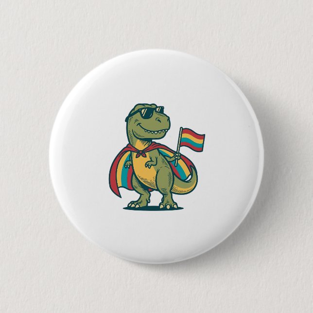 Cute Pride Dinosaur Vector Shirt Design_1 Button (Front)