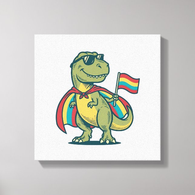 Cute Pride Dinosaur Vector Shirt Design_1 Canvas Print (Front)