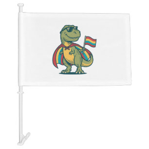 Cute Pride Dinosaur Vector Shirt Design_1 Car Flag