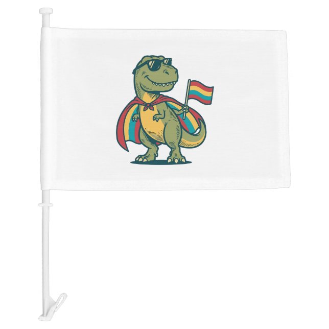 Cute Pride Dinosaur Vector Shirt Design_1 Car Flag (Front)