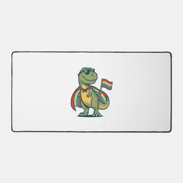 Cute Pride Dinosaur Vector Shirt Design_1 Desk Mat (Front)