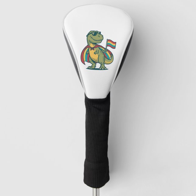 Cute Pride Dinosaur Vector Shirt Design_1 Golf Head Cover (Front)