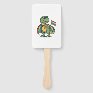 Cute Pride Dinosaur Vector Shirt Design_1 Hand Fan