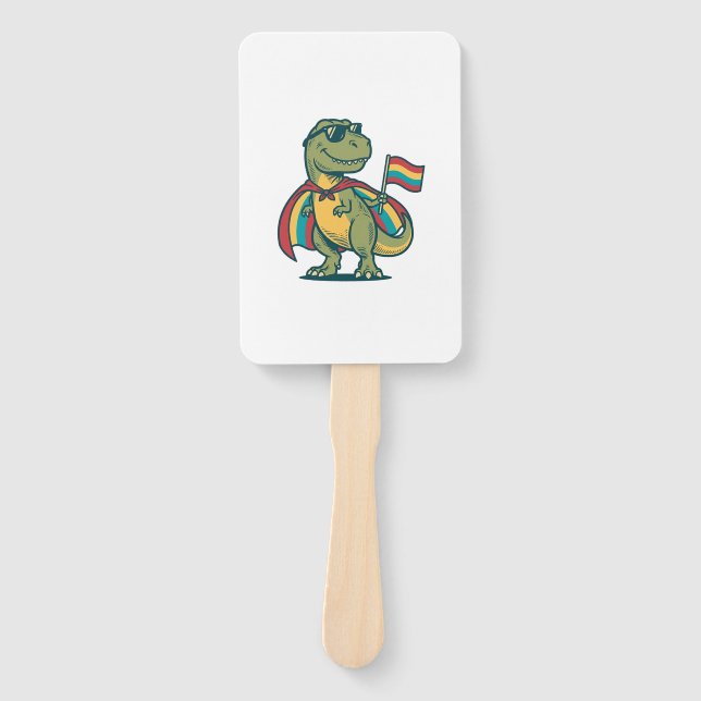 Cute Pride Dinosaur Vector Shirt Design_1 Hand Fan (Front)